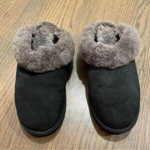 Ugg Cluggette Slippers Black/ Gray Shearling Lined Women’s 10